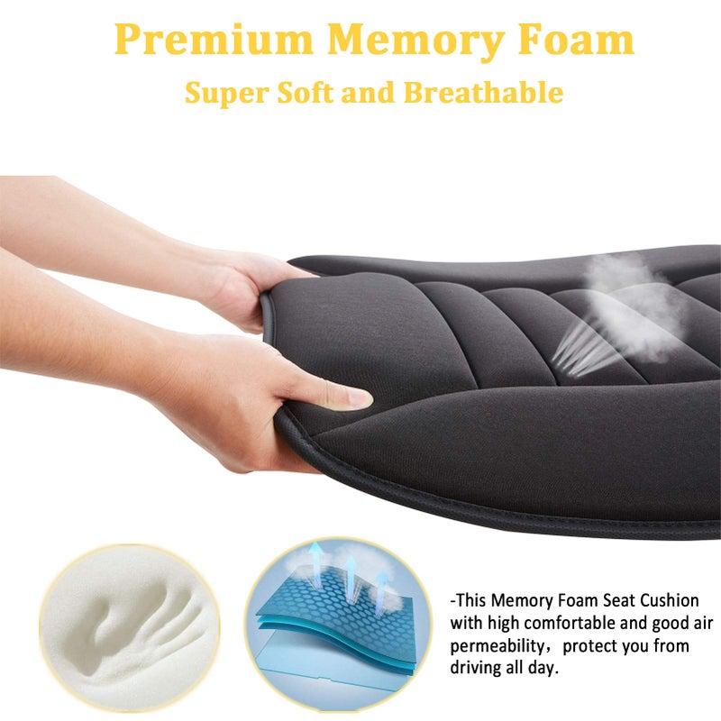 BIGANT Big Ant Car Seat Cushion Pad Memory Foam Seat Cushion,Pain Relief Cushion Comfort Seat Protector for Car Office Home Use,Black 1PC - Image 3